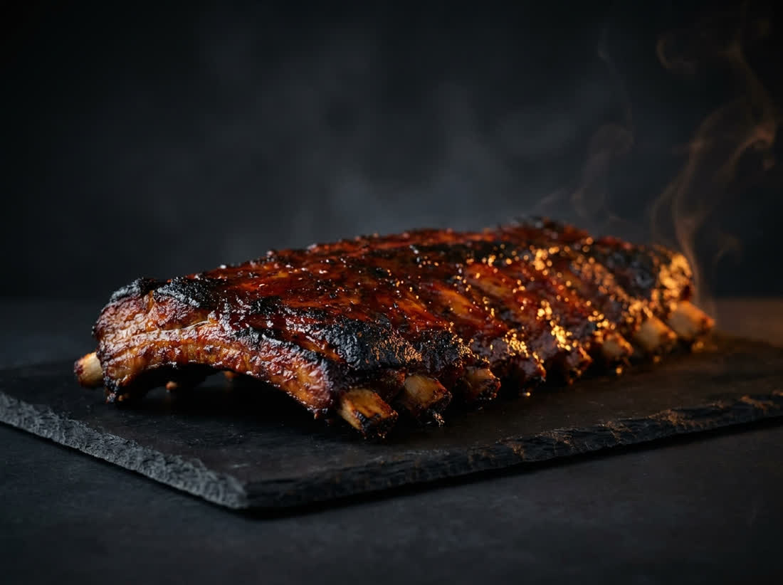 Halal BBQ beef back ribs at Affy's halal restaurant in Brooklyn, New York